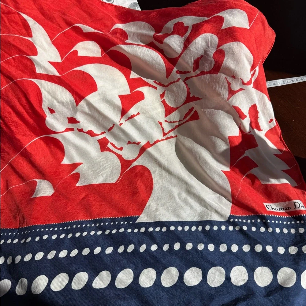 Dior Red and Navy silk Scarf